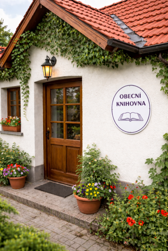 Obecní knihovna - ovál 67x52 cm