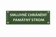 Smaltovaná cedule Smluvně chráněný památný strom - 300x90 mm
