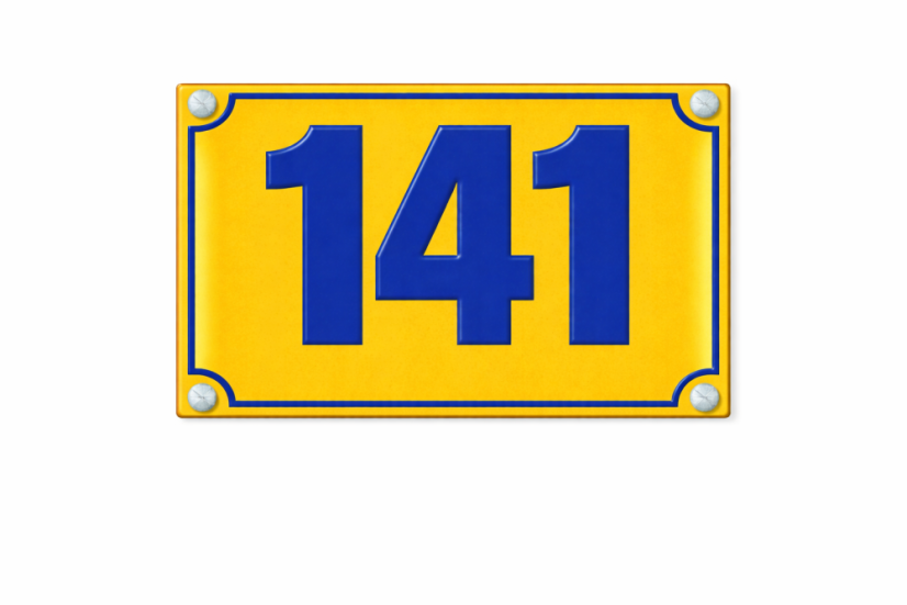 Evidenční číslo jednoduché - Rozměr: 250x200 mm (25x20 cm), Barva podkladu: žlutá, Barva písma: modrá