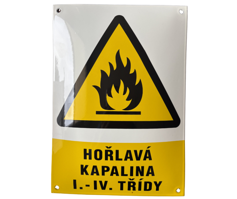 Smaltovaná cedule Hořlavá kapalina - 210x297 mm