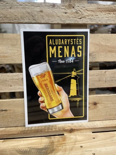 Plechová cedule "Aludarystés menas"