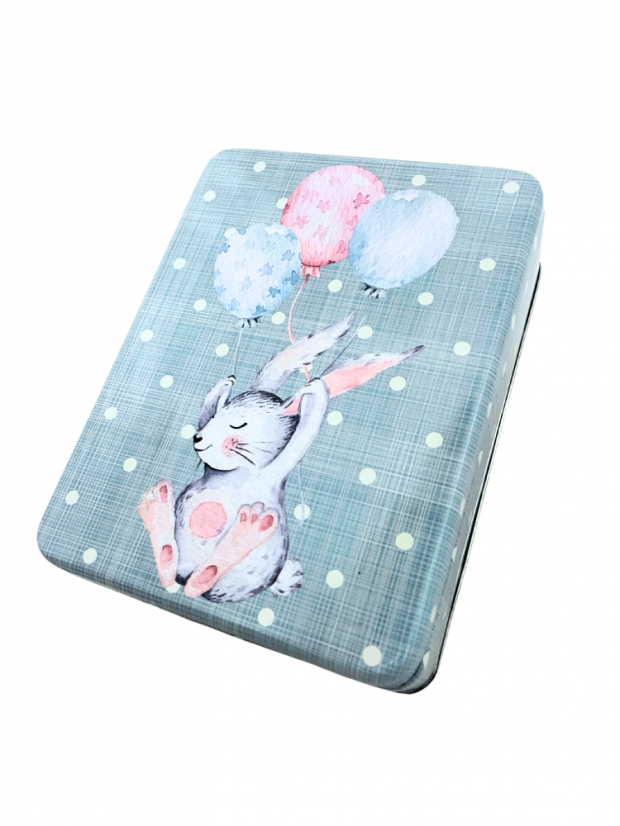 Plechová krabička velikonoční - balonky 143x108x40 mm