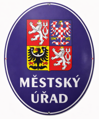 Smaltovaná cedule Městský úřad se státním znakem - ovál 67x52 cm