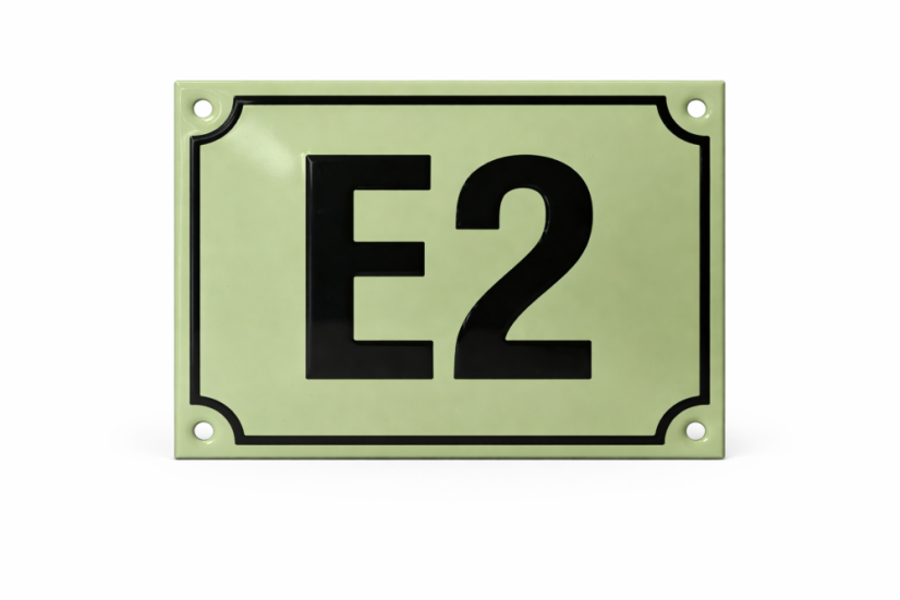 Smaltovaná cedule "E2"