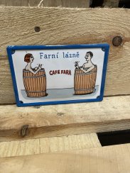 Plechová cedule "Farní lázně"