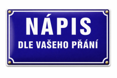 ULIČNÍ CEDULE na přání - 2 řádky, modrá - různé varianty