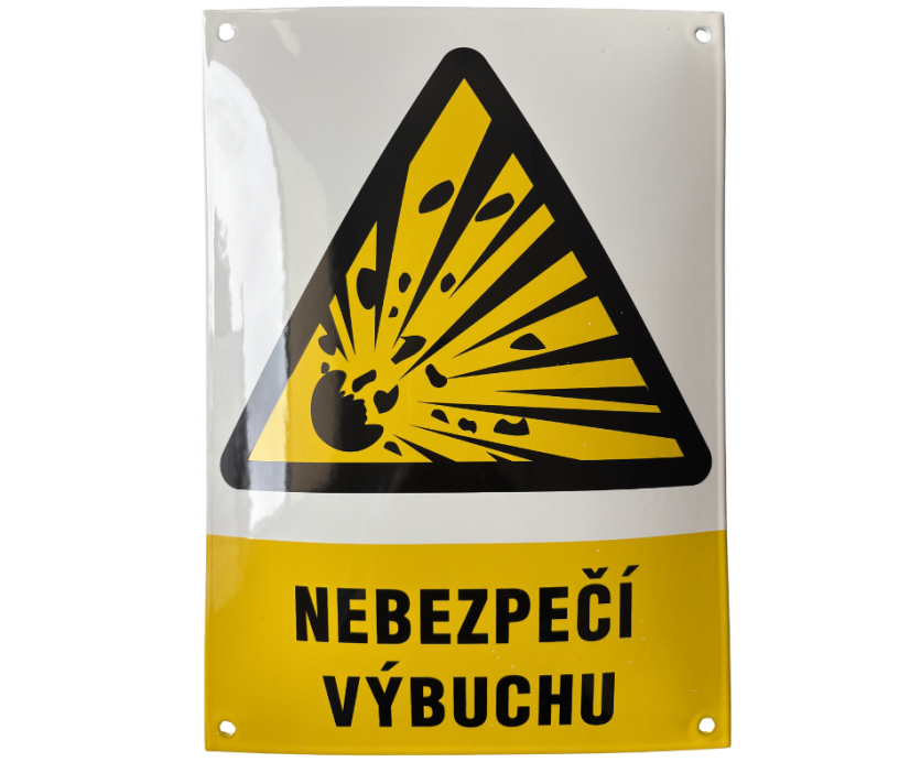 Smaltovaná cedule Nebezpečí výbuchu - 210x297 mm