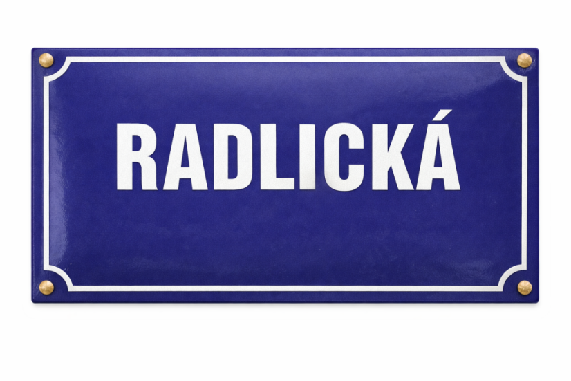 Smaltovaná ULIČNÍ CEDULE 600x300 mm - jednořádková, modrá - Rozměr: 600x300mm, Otvory: 4 otvory