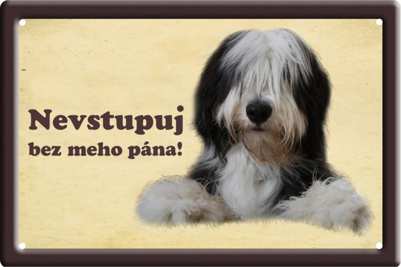 Bearded kolie tabulka 15x10 cm - Text tabulky: Nevstupuj bez mého pána!