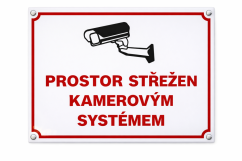 Smaltovaná cedule Prostor střežen kamerovým systémem 297x210 mm