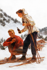 Plechová cedule "Coca Cola - lyžaři"