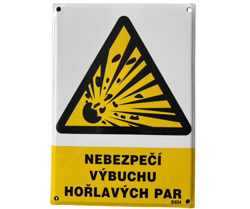 Smaltovaná cedule Nebezpečí výbuchu hořlavých par - 210x297 mm