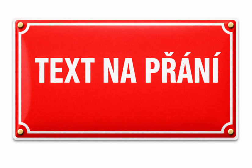 ULIČNÍ CEDULE na přání - různé varianty, jednořádková, červená - Rozměr: 400x200mm, Otvory: 4 otvory