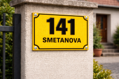Smaltované Domovní číslo s dodatkovým řádkem