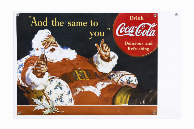 Plechová cedule "Santa - Coca Cola"