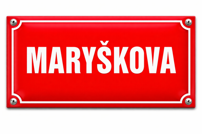 Smaltovaná ULIČNÍ CEDULE na přání - 700x300 mm, červená - Rozměr: 700x300mm, Otvory: 4 otvory