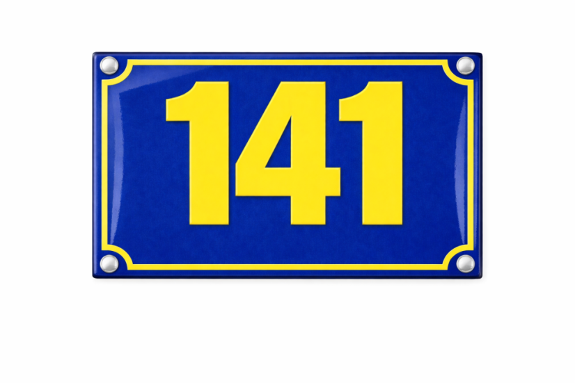 Orientační číslo jednoduché - Rozměr: 250x200 mm (25x20 cm), Barva podkladu: modrá, Barva písma: žlutá