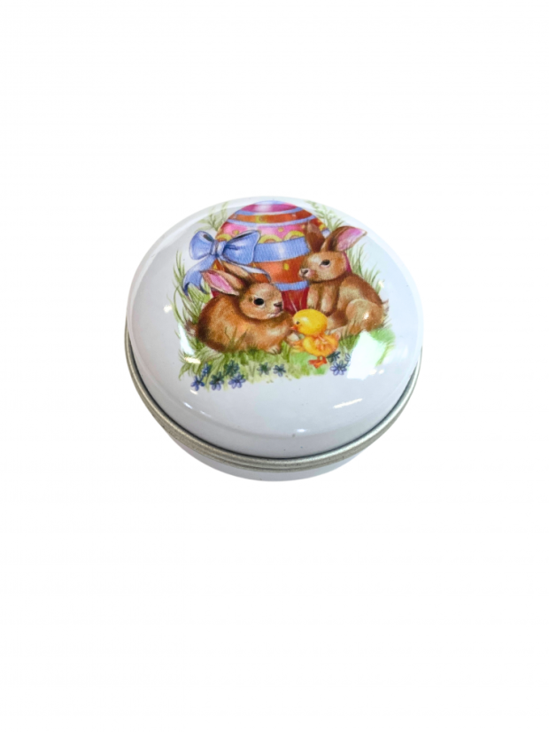 Plechová krabička velikonoční průměr 40x18 mm