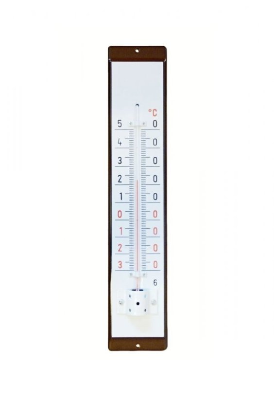 Smaltovaný teploměr bez motivu - Rozměr teploměru: 860x140mm, Barva: Hnědý