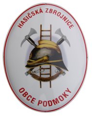 Smaltovaná cedule HASIČSKÁ ZBROJNICE + NÁZEV - ovál 67x52 cm