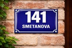 Smaltované Orientační číslo s dodatkovým řádkem