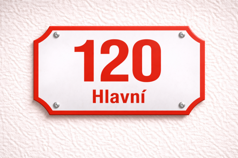 Smaltované Domovní číslo s textem_různé varianty - Rozměr: 250x200mm