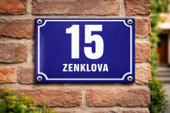 Smaltované Pražské orientační číslo s dodatkem 25x20 cm