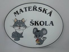 MATEŘSKÁ ŠKOLA- kočka a myš - ovál 67x52 cm