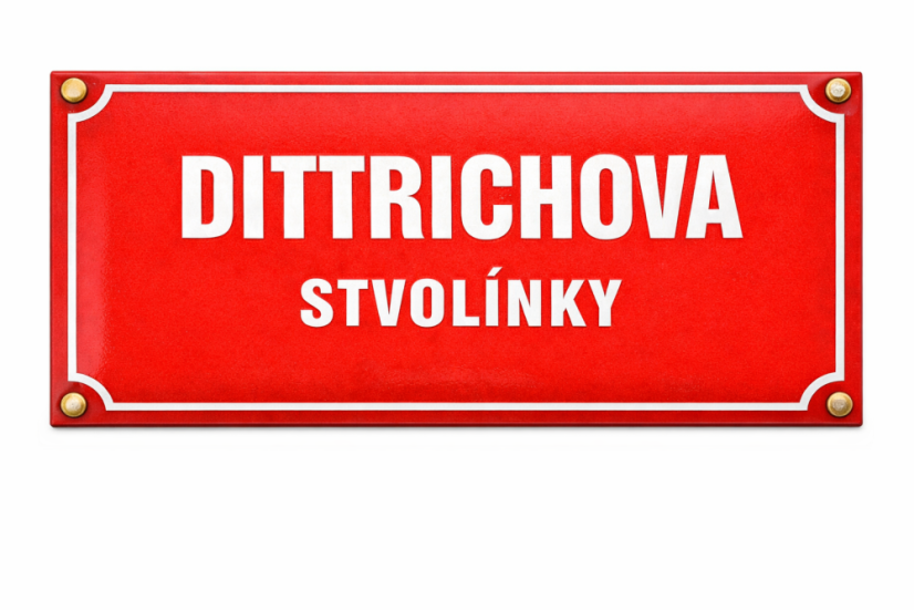 Smaltovaná ULIČNÍ CEDULE 600x300 mm - 2 řádky, červená