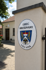 Smaltovaná cedule Ovál s heraldickým znakem obce - ovál 67x52 cm