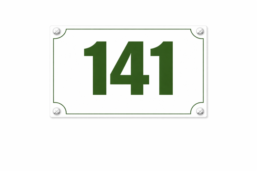 Orientační číslo jednoduché - Rozměr: 250x200 mm (25x20 cm), Barva podkladu: bílá, Barva písma: tmavě zelená