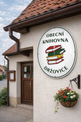 Obecní knihovna barevná - ovál 67x52 cm