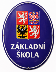 Smaltovaná cedule Základní škola se státním znakem - ovál 67x52 cm