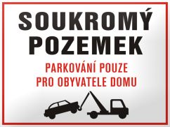 Smaltovaná cedule SOUKROMÝ POZEMEK - zákaz parkování 297x210 mm