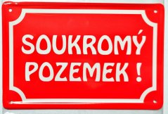 Smaltovaná tabulka SOUKROMÝ POZEMEK 15x10 cm