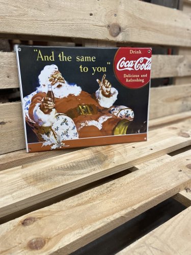 Plechová cedule "Santa - Coca Cola"