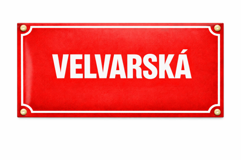 Smaltovaná ULIČNÍ CEDULE 600x300 mm - jednořádková, červená Smaltovaná ULIČNÍ CEDULE 600x300 mm - jednořádková, červená