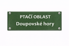 Smaltovaná cedule Ptačí oblast + název - 300x105 mm