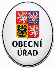 Smaltovaná cedule Obecní úřad se státním znakem - ovál 67x52 cm