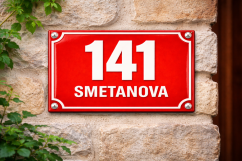 Smaltované Číslo popisné s dodatkovým řádkem