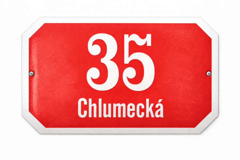 Smaltované ČÍSLO ORIENTAČNÍ PLZEŇSKÉ S DODATKEM 33x21 cm