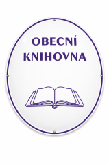 Smaltovaná cedule Obecní knihovna - ovál 67x52 cm