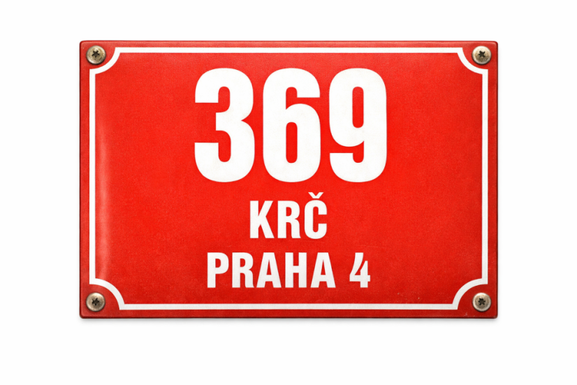 Pražské číslo popisné 32x25 cm - Rozměr: 320x250 + text, Otvory: 4 otvory