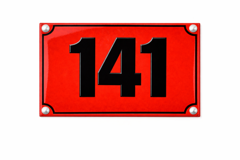 Orientační číslo jednoduché - Rozměr: 200x160 mm (20x16 cm), Barva podkladu: červená, Barva písma: černá