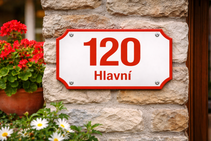 Smaltované Domovní číslo s textem_různé varianty - Rozměr: 250x200mm