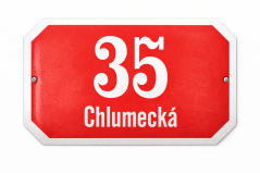 Smaltované ČÍSLO ORIENTAČNÍ PLZEŇSKÉ S DODATKEM 33x21 cm