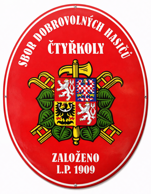 Smaltovaná cedule SBOR DOBROVOLNÝCH HASIČŮ - ovál 67x52 cm