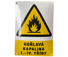 Smaltovaná cedule Hořlavá kapalina - 210x297 mm