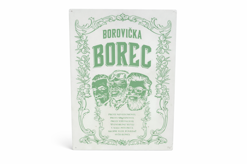 Plechová cedule "Borovička Borec"
