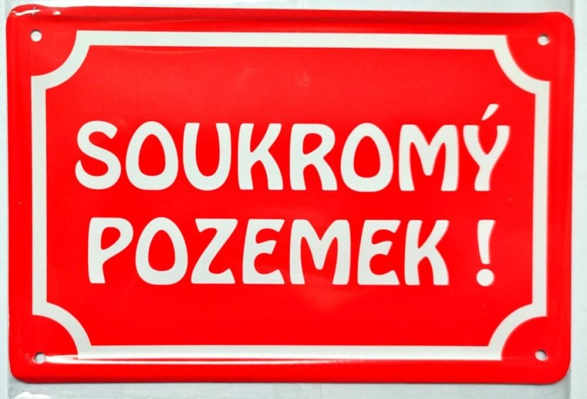 Smaltovaná tabulka SOUKROMÝ POZEMEK 15x10 cm